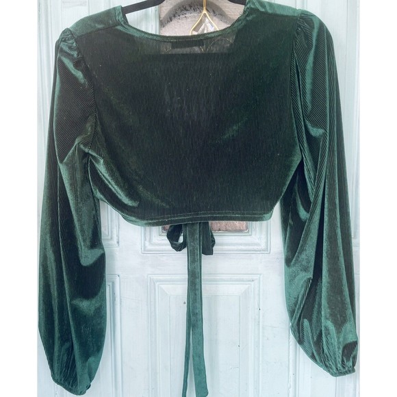 Emerald Green Velour Copper Closet Cropped Long Sleeve - Picture 11 of 11